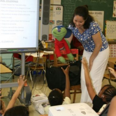 Teacher with Fredrico the Friendly