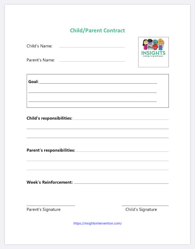 Contract Parent Child Pdf Color And B W Versions Insights Intervention