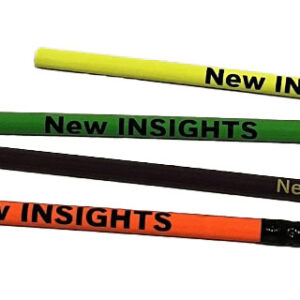 labeled pencils in yellow, green, orange, and purple